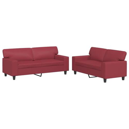 2 personers sofa kunstlæder vinrød