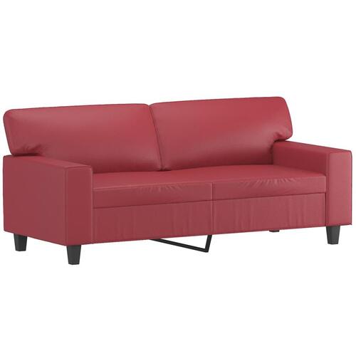 2 personers sofa kunstlæder vinrød