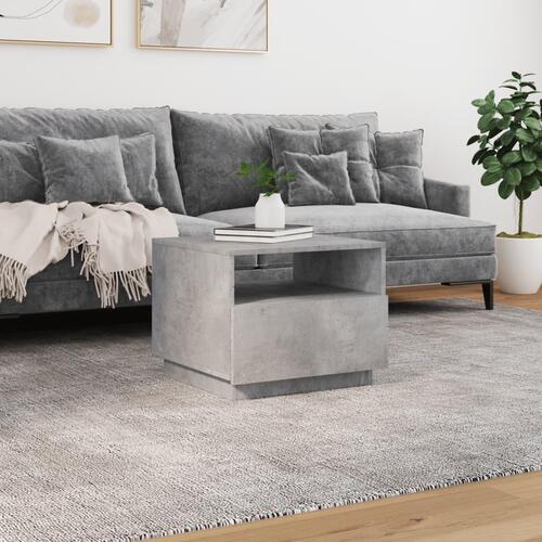Sofabord med LED-lys 50x49x40 cm betongrå