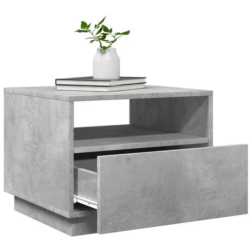 Sofabord med LED-lys 50x49x40 cm betongrå