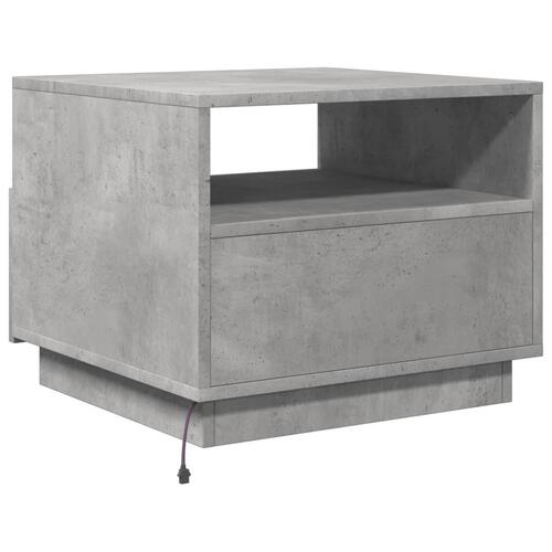 Sofabord med LED-lys 50x49x40 cm betongrå