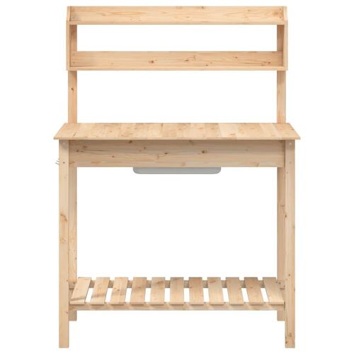 Pottebænk med vask 147,5x44x139,5 cm massivt grantræ