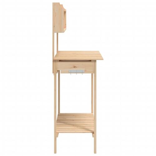 Pottebænk med vask 147,5x44x139,5 cm massivt grantræ