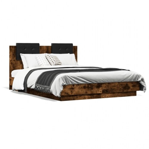 Sengeramme med sengegavl 120 x 190 cm - røget eg