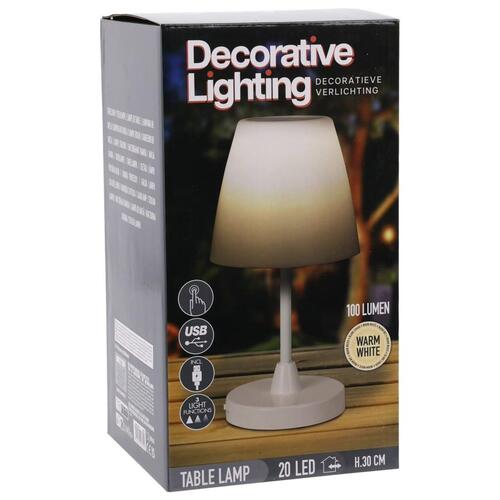 H&S Collection LED-bordlampe 13x30 cm genopladelig hvid