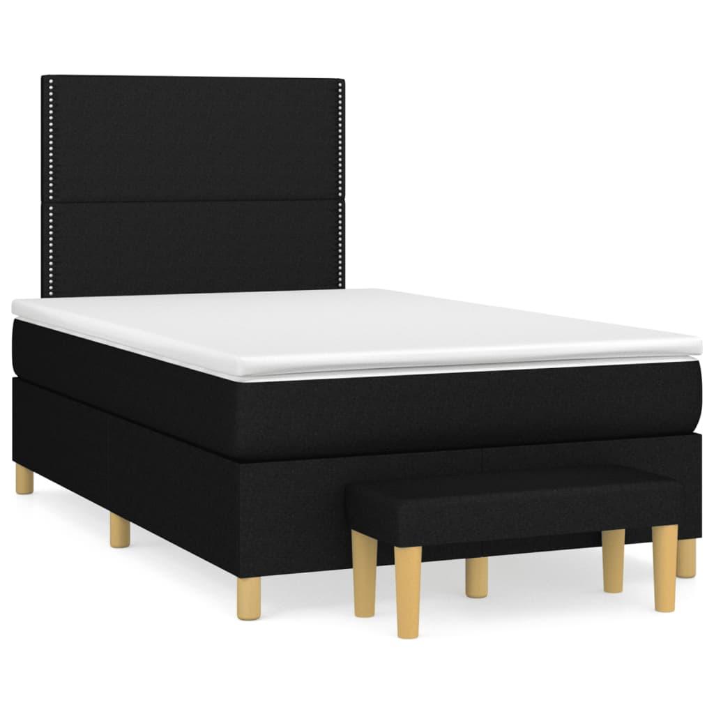 Kontinentalseng med madras 120x190 cm - stof, sort