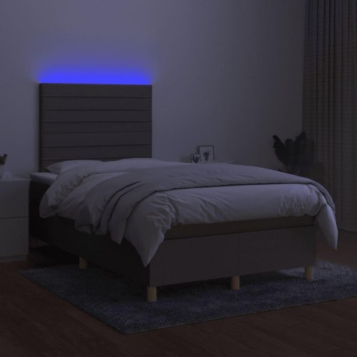 Kontinentalseng med LED-lys 120 x 190 cm - stof, gråbrun