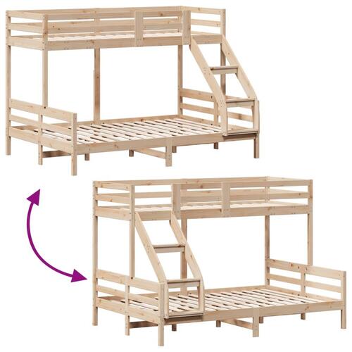 Køjeseng 80x200/140x200 cm massivt fyrretræ