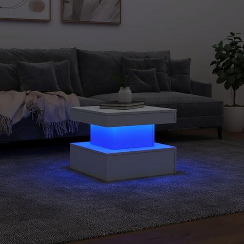 Sofabord med LED-lys 50x50x40 cm hvid