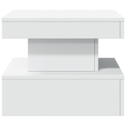 Sofabord med LED-lys 50x50x40 cm hvid