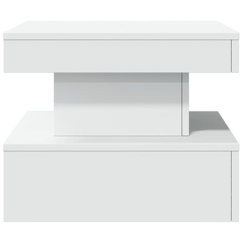 Sofabord med LED-lys 50x50x40 cm hvid