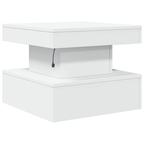Sofabord med LED-lys 50x50x40 cm hvid