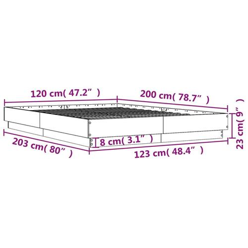 Sengestel 120x200 cm konstrueret træ hvid