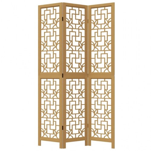 Rumdeler 3 paneler massivt kejsertræ brun