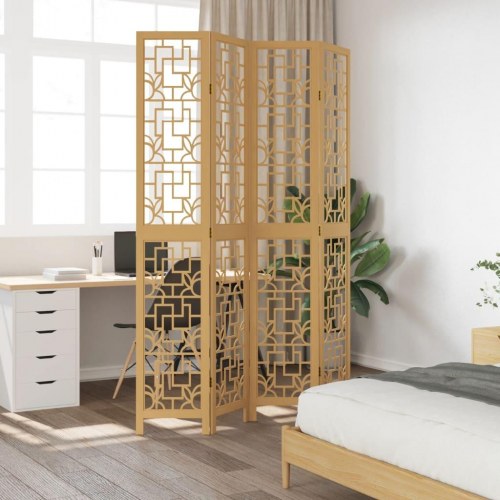 Rumdeler 4 paneler massivt kejsertræ brun