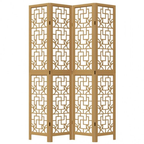 Rumdeler 4 paneler massivt kejsertræ brun