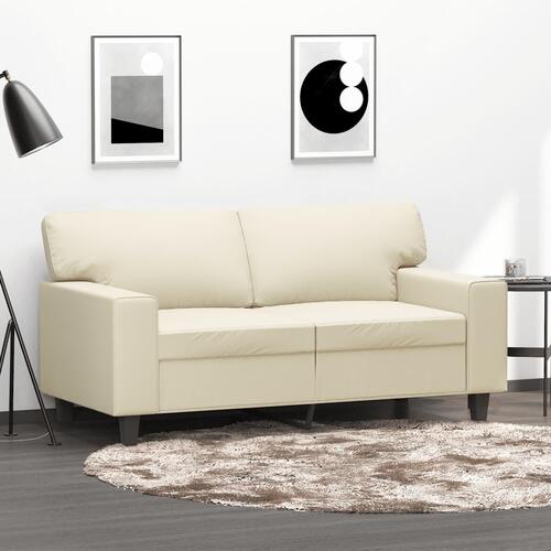 2-personers sofa 120 cm kunstlæder cremefarvet