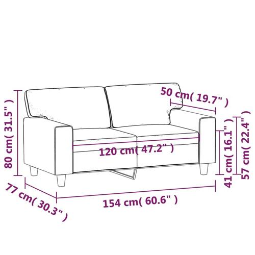2-personers sofa 120 cm kunstlæder cremefarvet