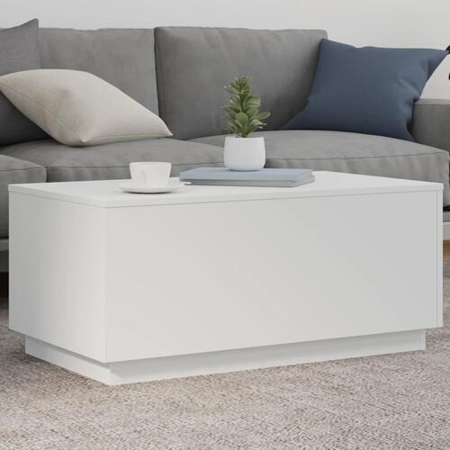 Sofabord med LED-lys 90x50x40 cm hvid
