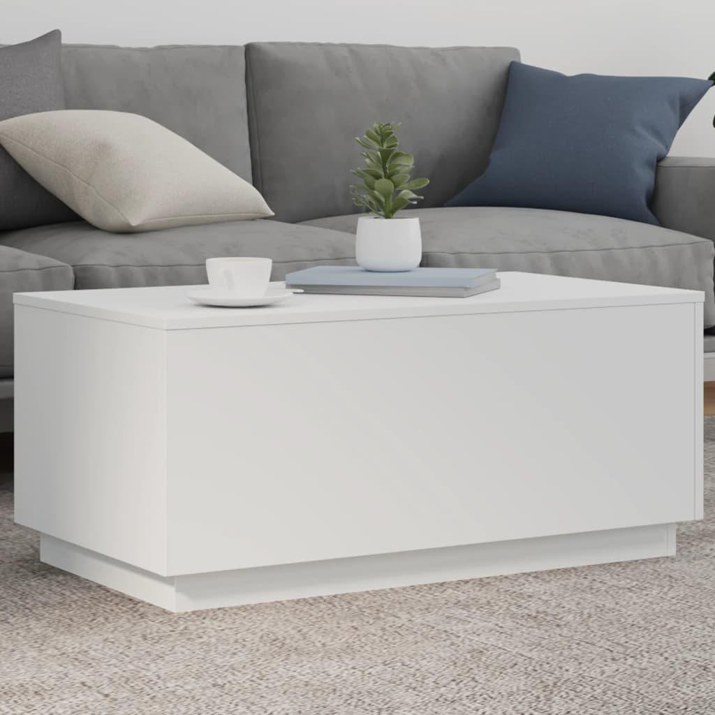 Sofabord med LED-lys 90x50x40 cm hvid