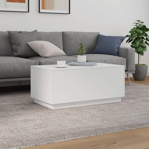 Sofabord med LED-lys 90x50x40 cm hvid