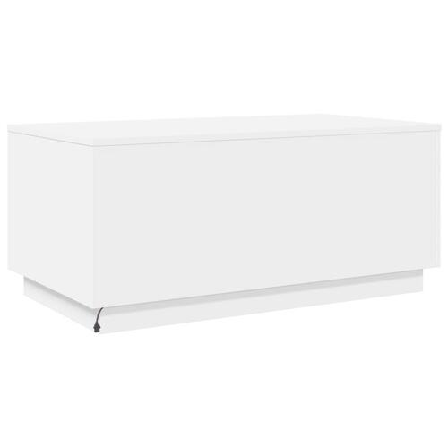 Sofabord med LED-lys 90x50x40 cm hvid
