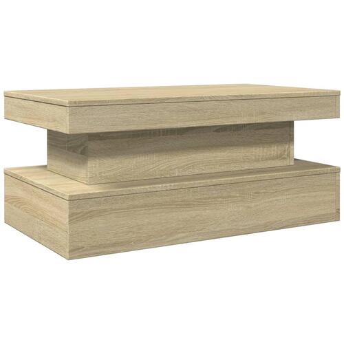 Sofabord med LED-lys 90x50x40 cm sonoma-eg