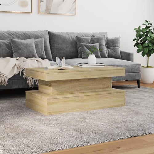Sofabord med LED-lys 90x50x40 cm sonoma-eg