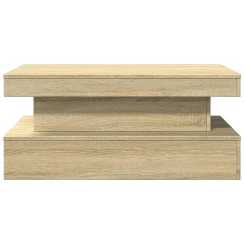 Sofabord med LED-lys 90x50x40 cm sonoma-eg