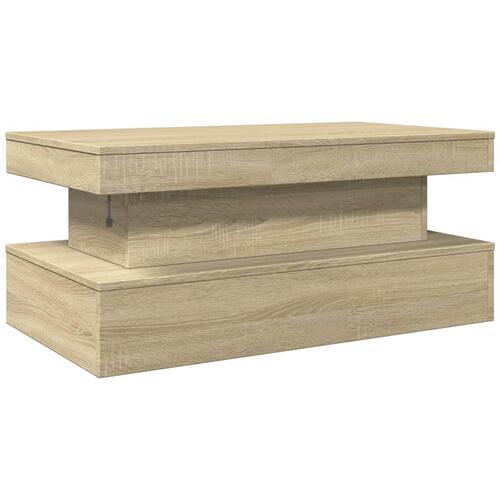 Sofabord med LED-lys 90x50x40 cm sonoma-eg