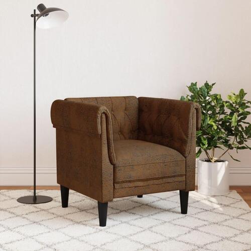 Chesterfield-sofastol stof brun