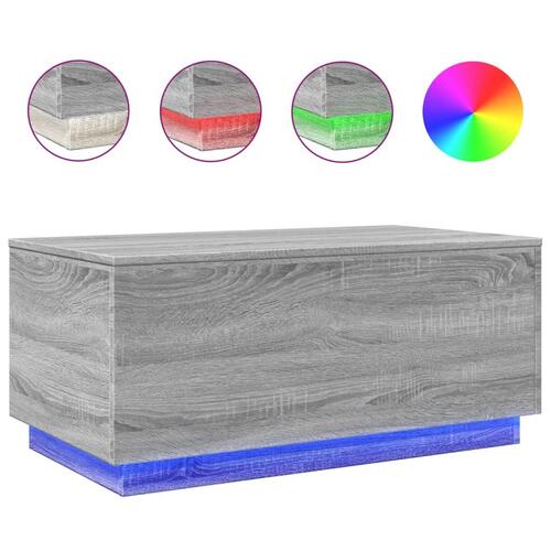 Sofabord med LED-lys 90x50x40 cm grå sonoma-eg