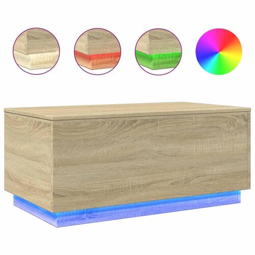 Sofabord med LED-lys 90x50x40 cm sonoma-eg