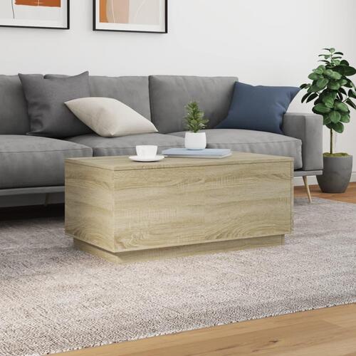 Sofabord med LED-lys 90x50x40 cm sonoma-eg