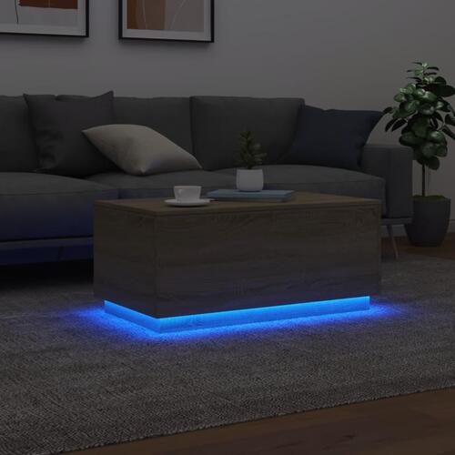 Sofabord med LED-lys 90x50x40 cm sonoma-eg
