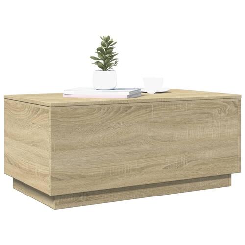 Sofabord med LED-lys 90x50x40 cm sonoma-eg