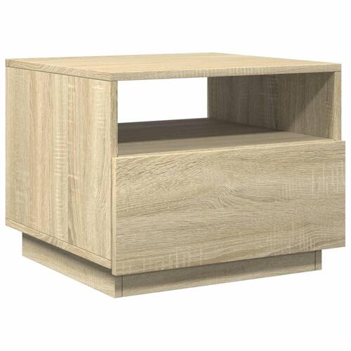 Sofabord med LED-lys 50x49x40 cm sonoma-eg