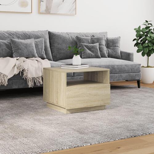 Sofabord med LED-lys 50x49x40 cm sonoma-eg