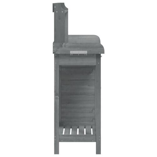 Pottebænk med skab 110,5x45x124,5 cm massivt grantræ grå