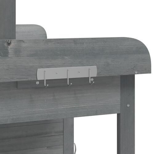 Pottebænk med skab 110,5x45x124,5 cm massivt grantræ grå