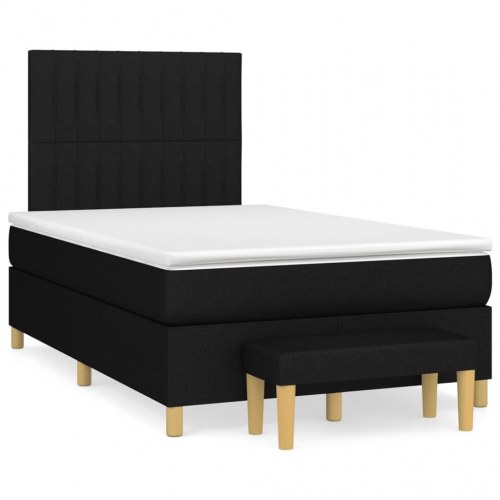 Kontinentalseng med madras 120x190 cm - stof, sort