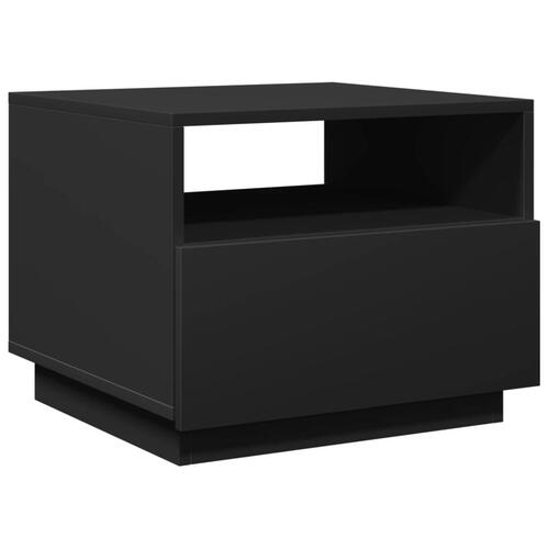 Sofabord med LED-lys 50x49x40 cm sort