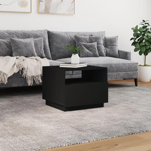 Sofabord med LED-lys 50x49x40 cm sort