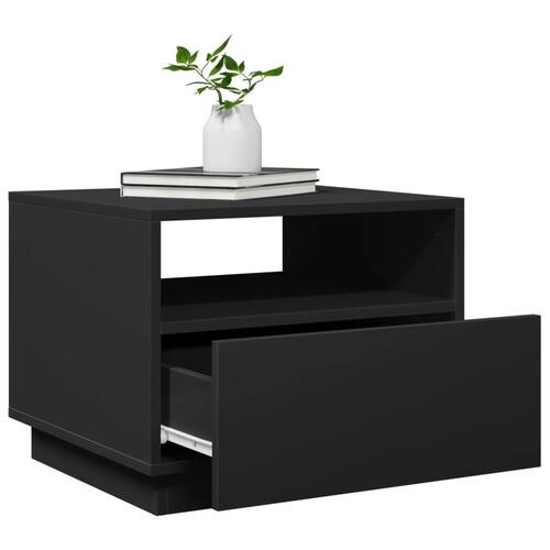Sofabord med LED-lys 50x49x40 cm sort