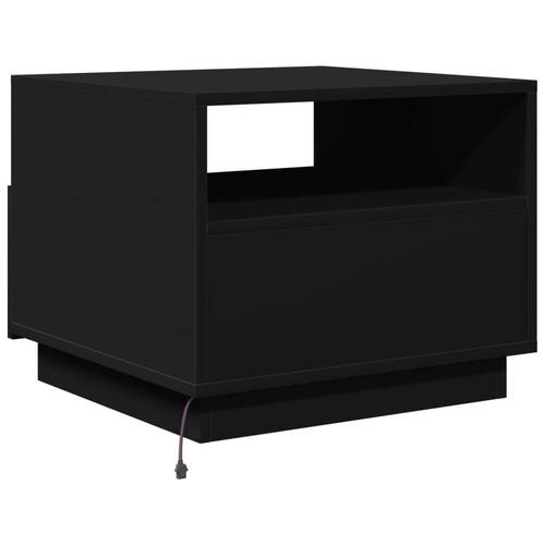 Sofabord med LED-lys 50x49x40 cm sort