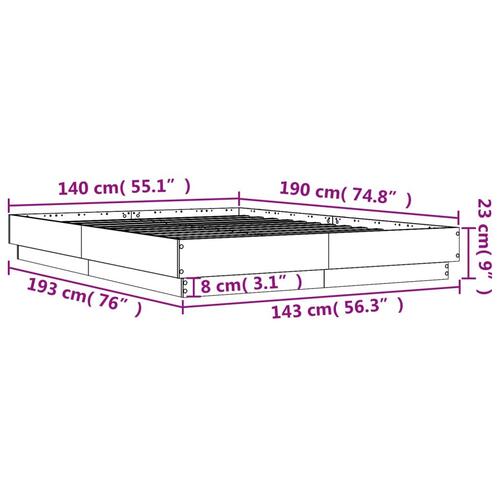 Sengestel 140x190 cm konstrueret træ betongrå