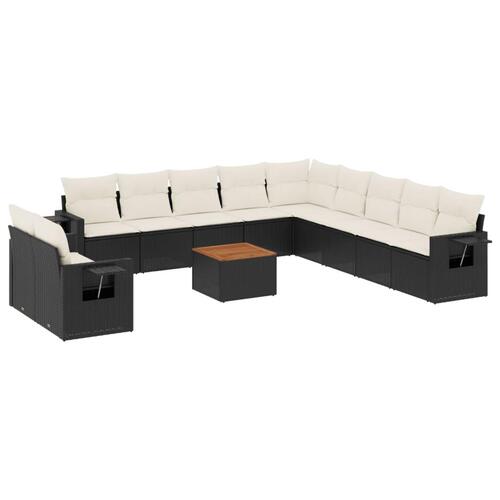 Sofasæt til haven 12 dele med hynder polyrattan sort