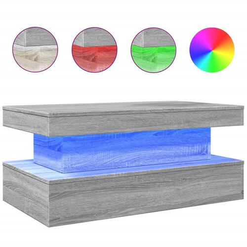 Sofabord med LED-lys 90x50x40 cm grå sonoma-eg