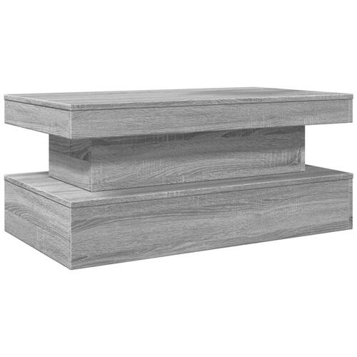Sofabord med LED-lys 90x50x40 cm grå sonoma-eg