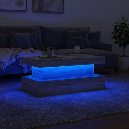 Sofabord med LED-lys 90x50x40 cm grå sonoma-eg